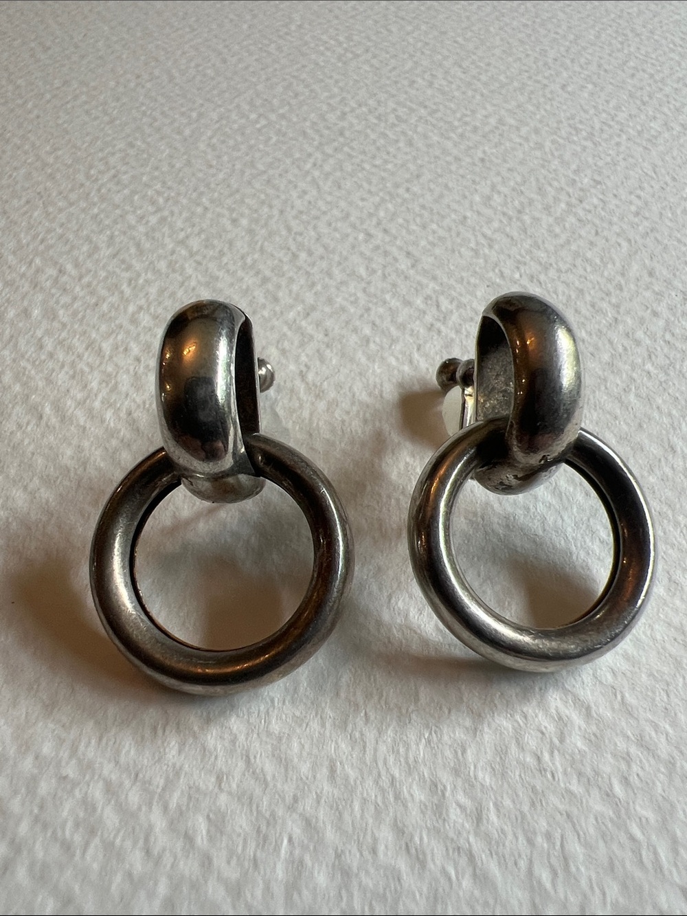 Sterling Silver Clip On Hoop Drop Earrings